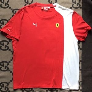 Puma Ferrari Men’s Signature Red with White Round Neck Short Sleeves TShirt